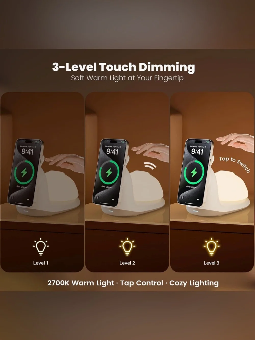 Snail-Shaped Wireless Charging Stand with Night Light